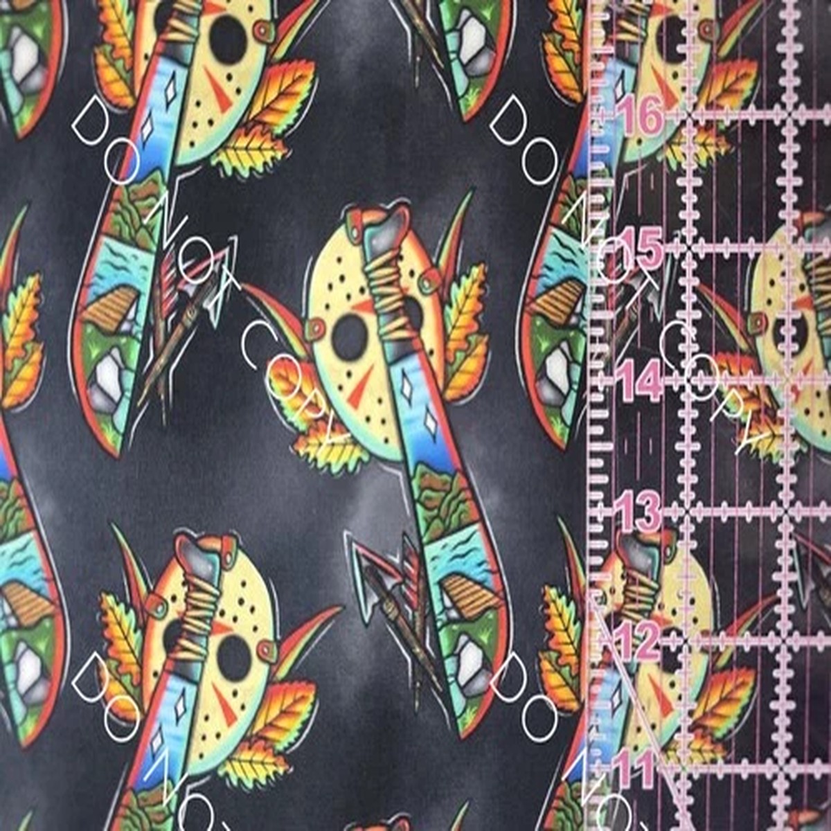 Custom 100% Cotton Woven Fabric Jason Friday The 13th V2 By The 1/4 Yard 9x56