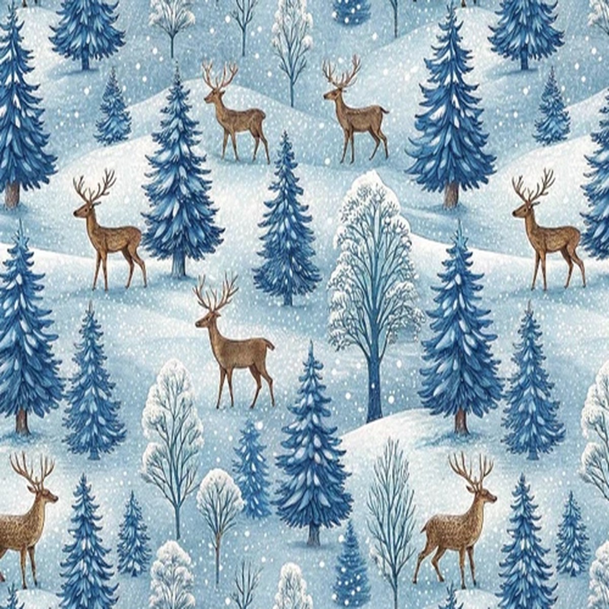 Festive Reindeer Forest! Patchwork Fabric Fat & Long Quarters Metres 100% Cotton
