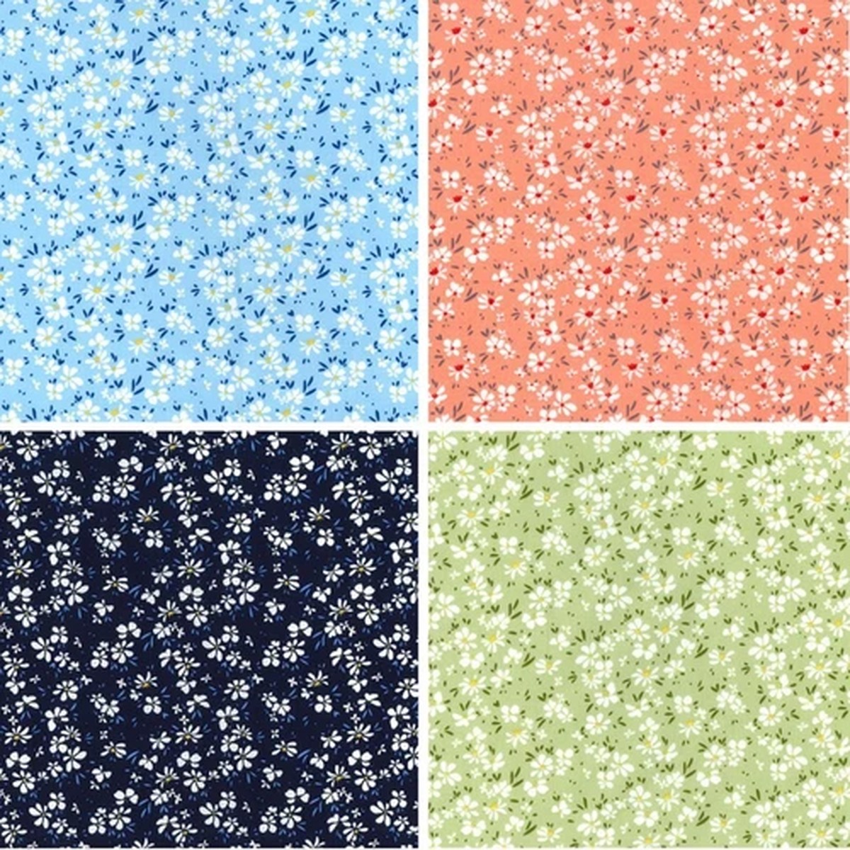 100% Cotton Poplin Fabric Rose & Hubble Daisy Daisies Floral Flower College Row