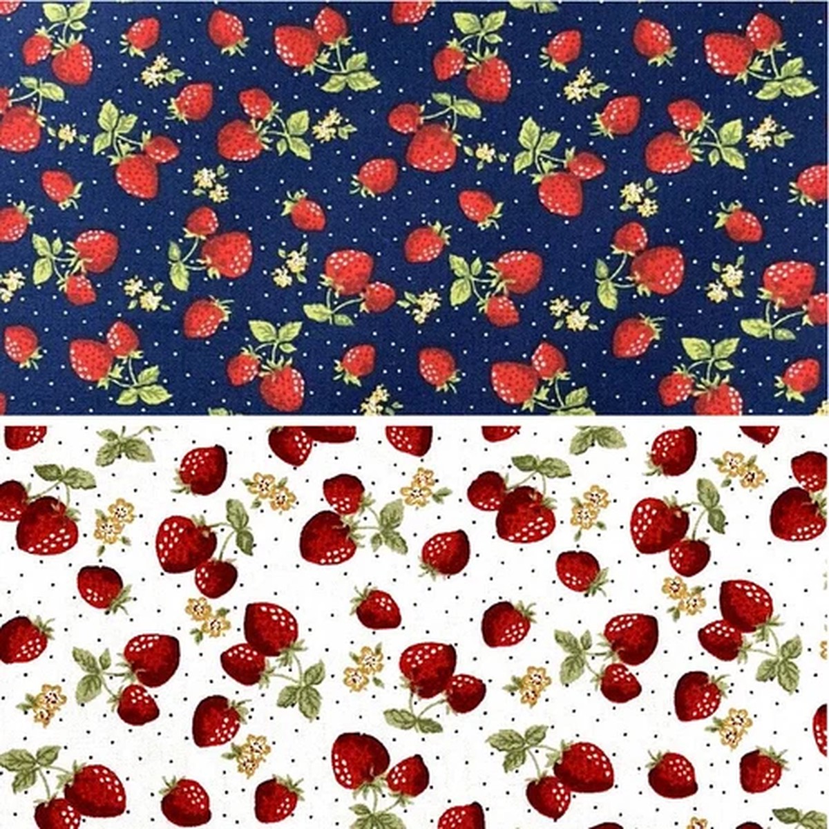 100% Cotton Poplin Fabric Rose & Hubble Strawberries Polka Dots Strawberry