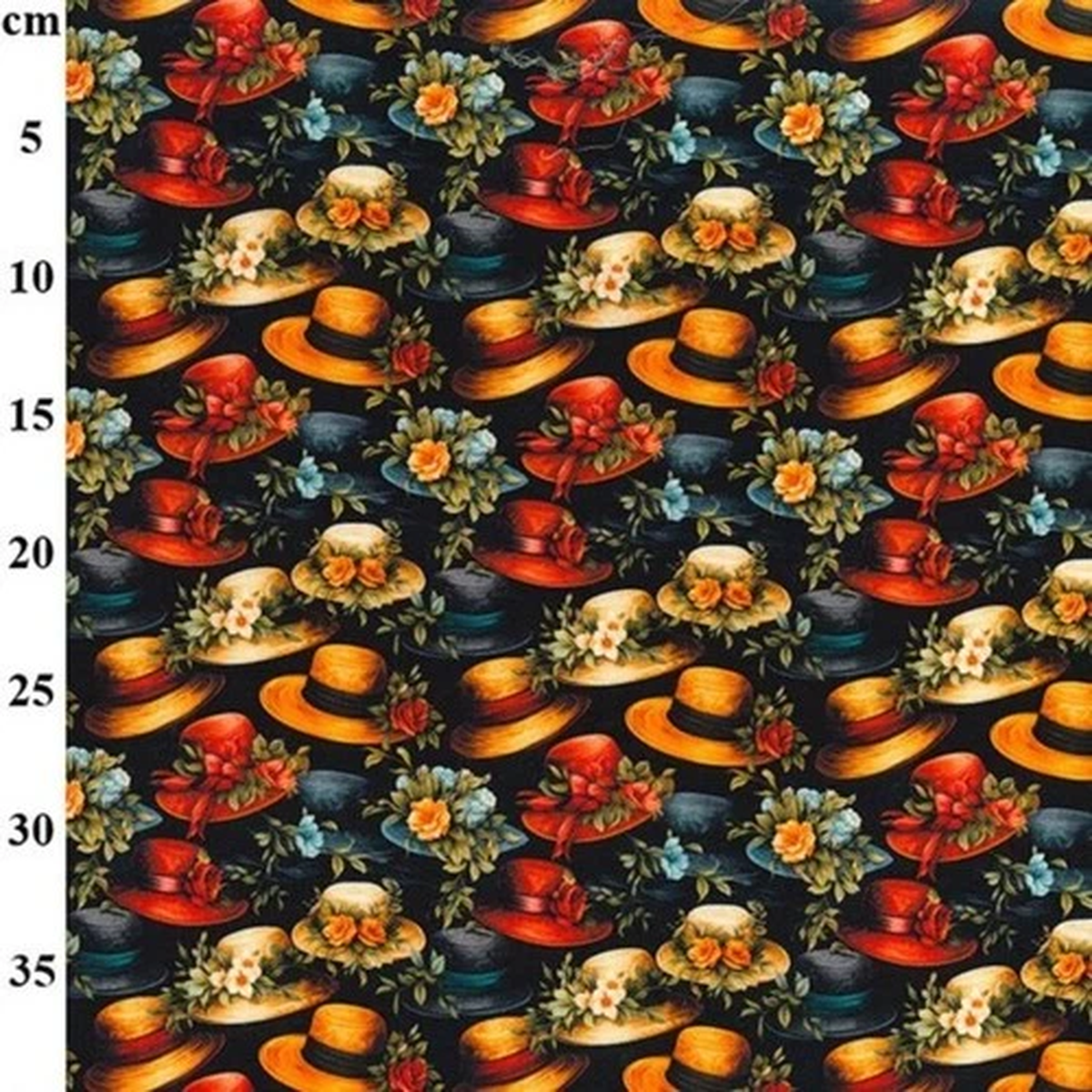 100% Cotton Poplin Fabric Rose & Hubble Vintage Floral Boater Hats 112cm Wide