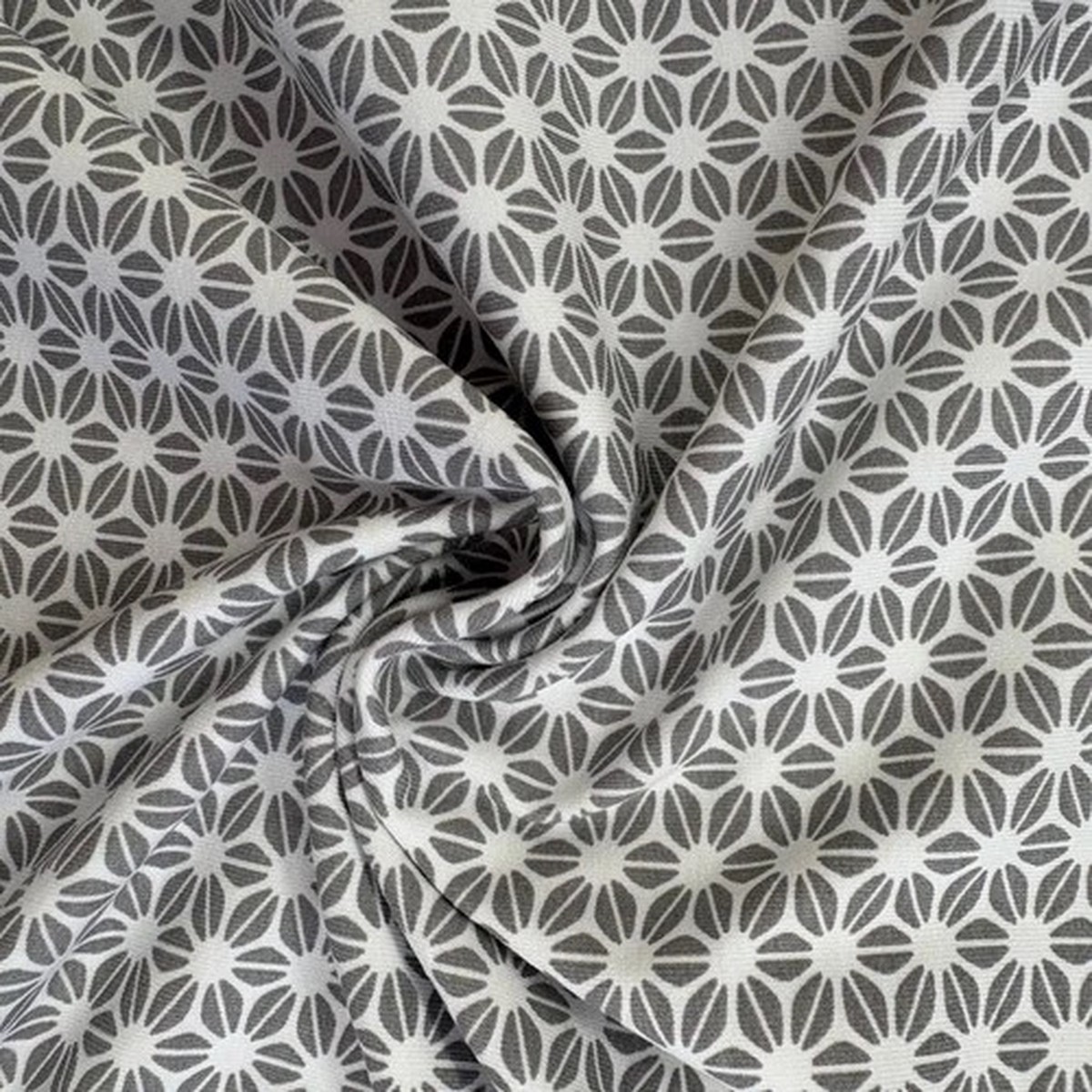 **SALE** HIGH QUALITY COTTON JERSEY BY STOF - GREY AND WHITE MODERN FLORAL
