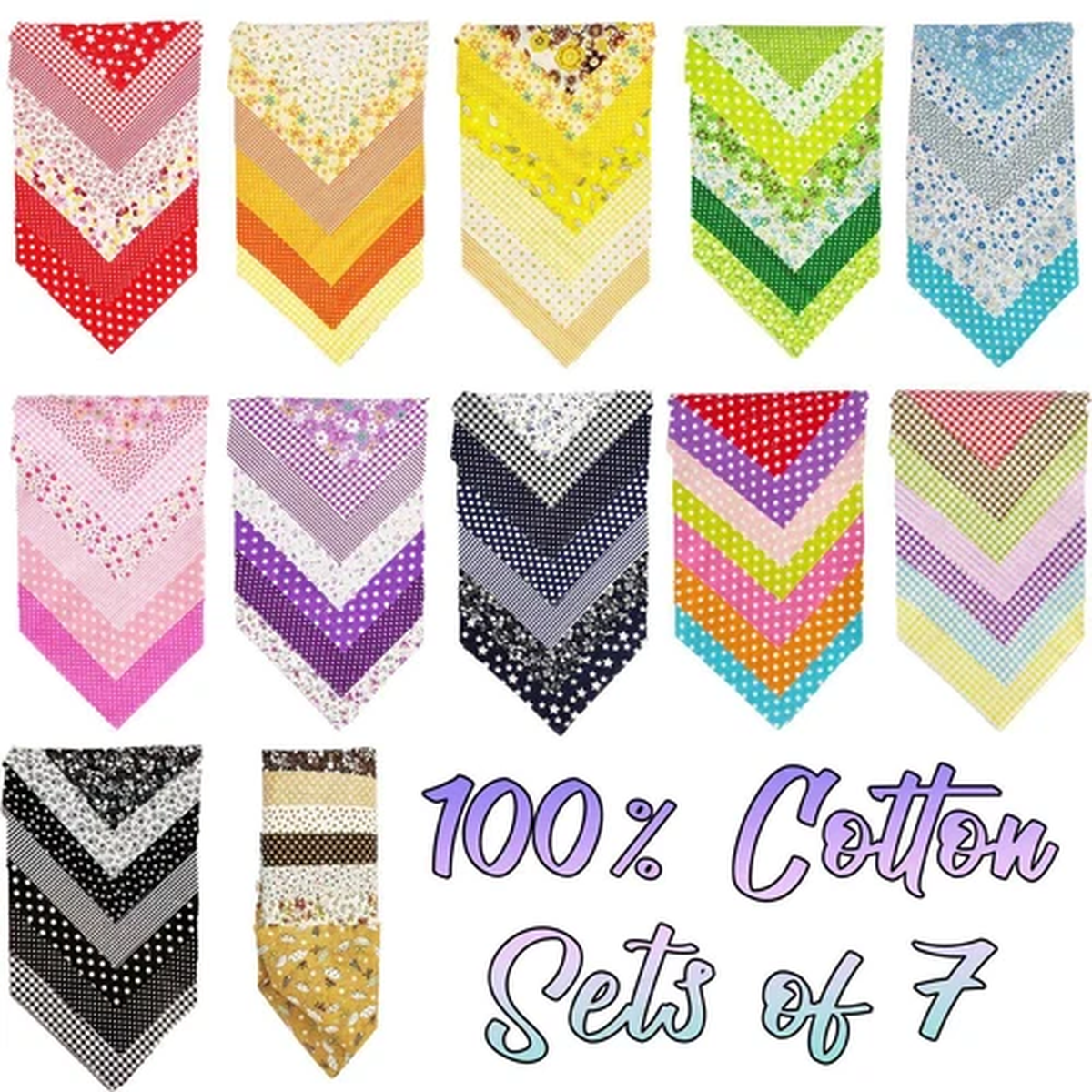 100% Cotton Fat Quarters Bundles of 7 - 50 25cm UK FAST DISPATCH Assorted Theme