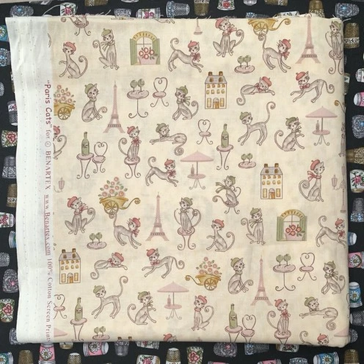 *OOP* Pars Cats for Benartex #2856 Cotton sold by The half a Yard 18x42