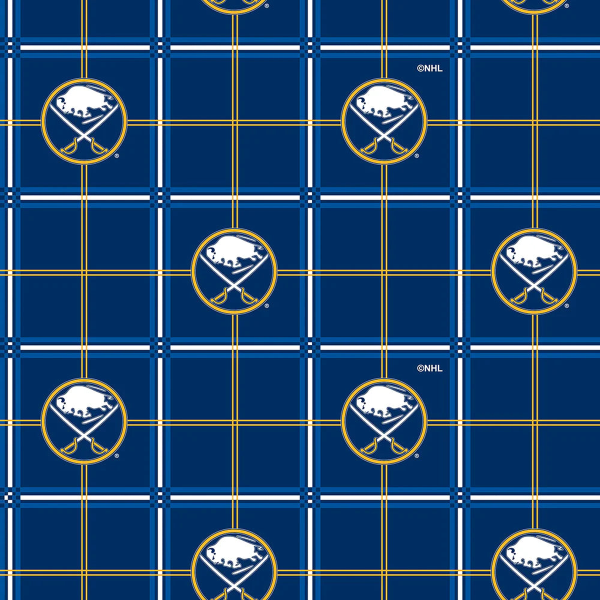 Buffalo Sabres NHL Hockey Plaid FLANNEL Sykel Enterprises Cotton Fabric NHL-023-SAB