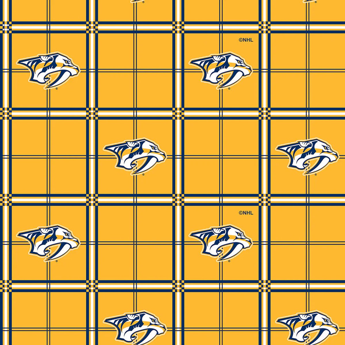 Nashville Predators NHL Hockey Plaid FLANNEL Sykel Enterprises Cotton Fabric NHL-023-PRE