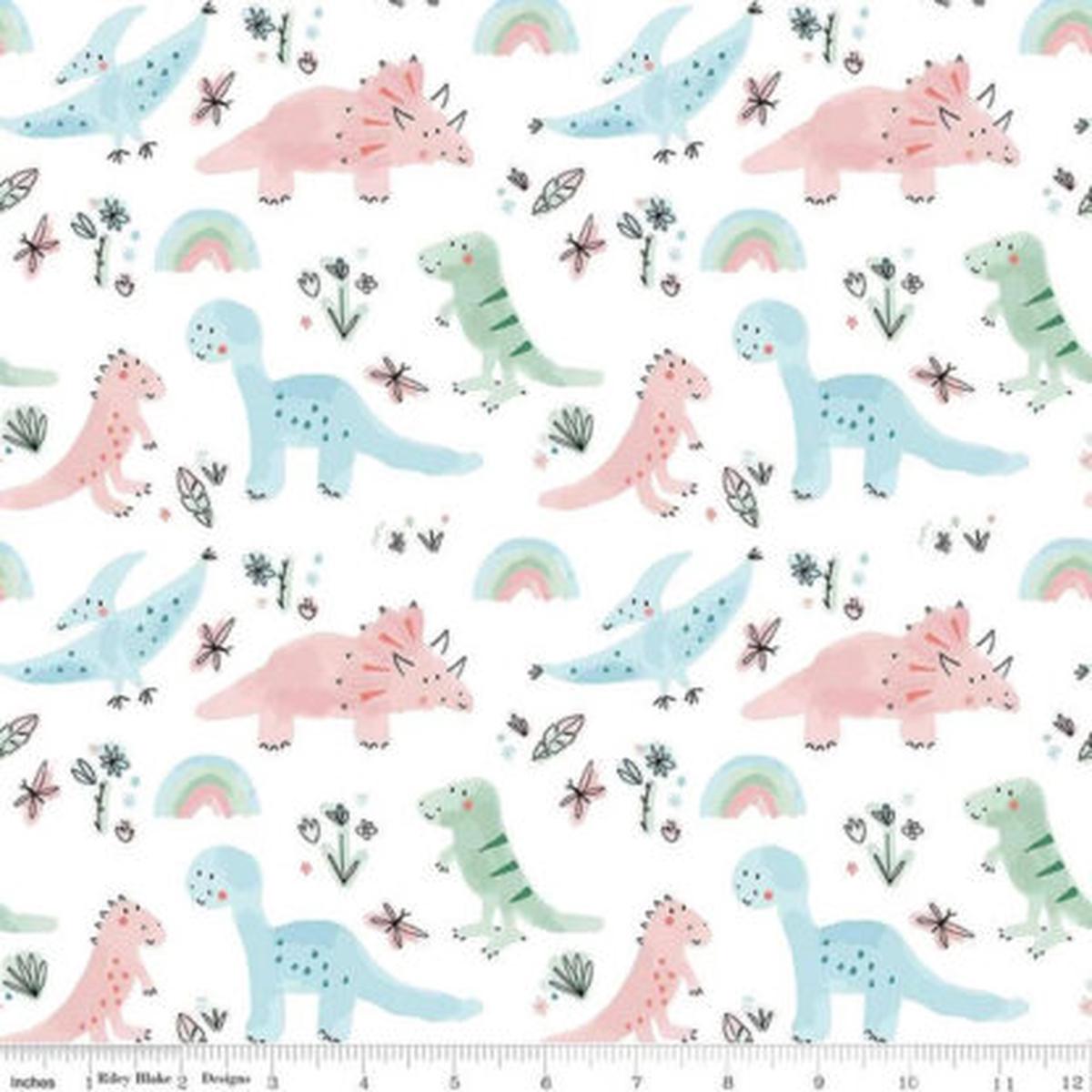 100% Cotton Flannel  Dinosaurs  RBF14696-BLS  Blush  Riley Blake Designs