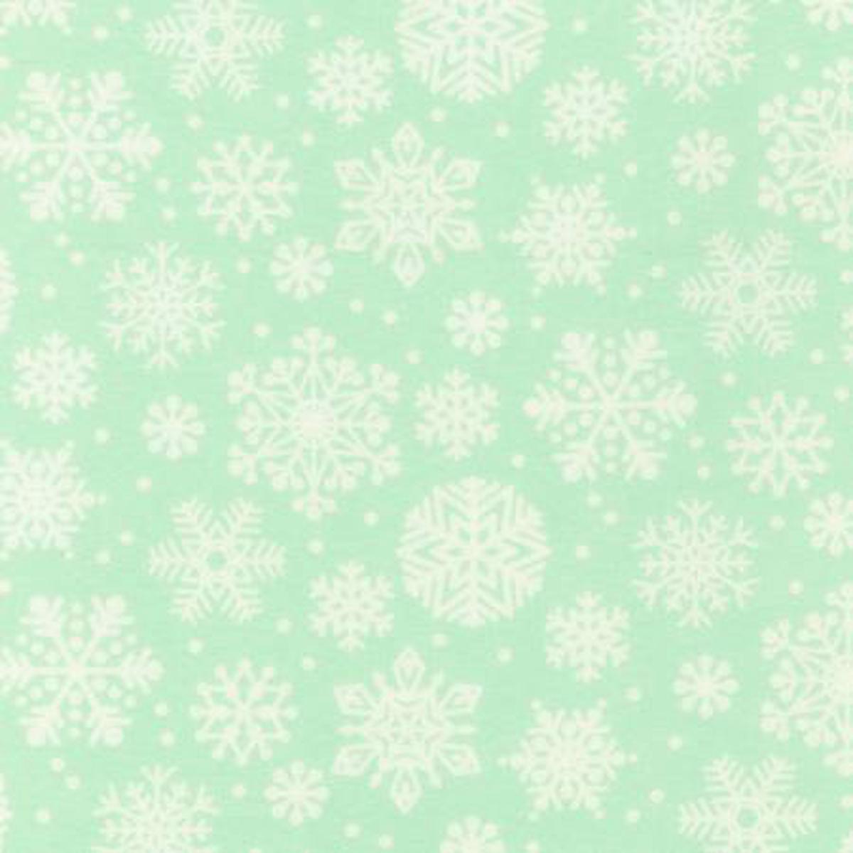 Snowflakes Mint Flannel