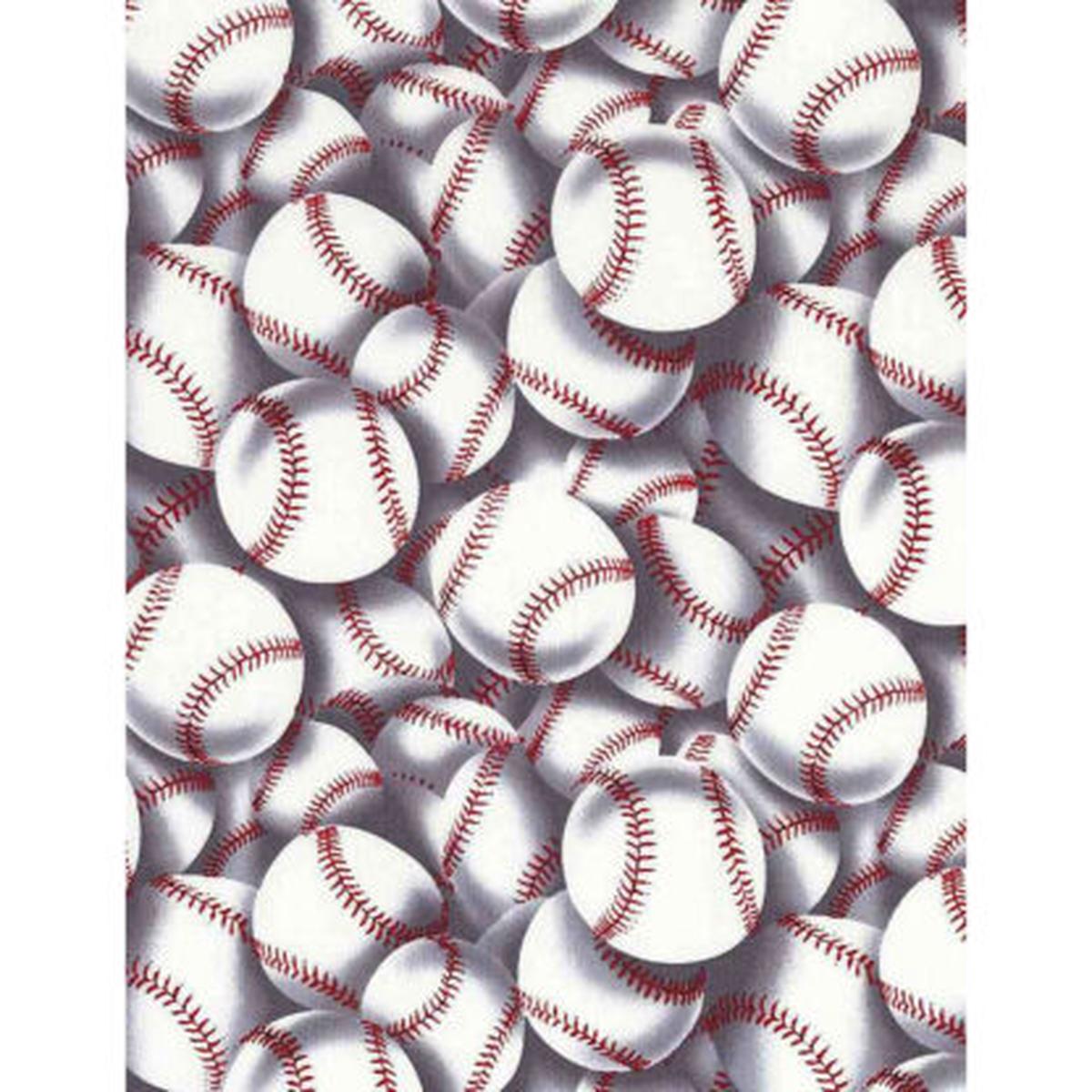 100% Cotton Digital  Packed Baseballs  CD2159-WHT  White  Timeless Treasures