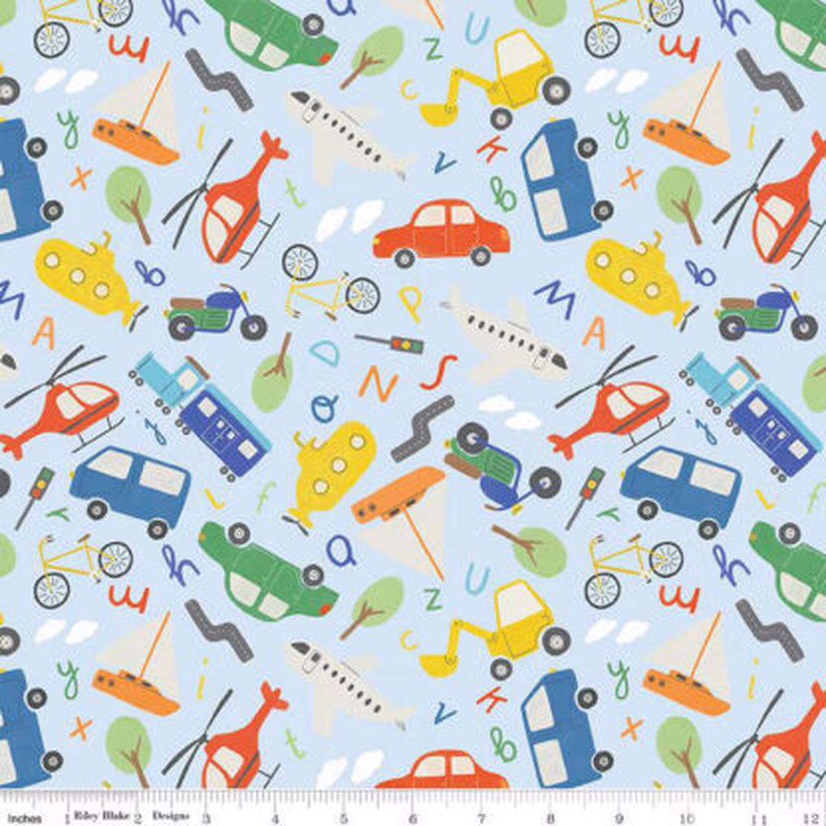 100% Cotton Flannel  Automobiles  RBF14695-SKY  Sky  Riley Blake Designs