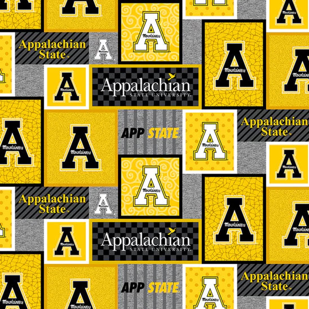 Appalachian State Mountaineers NCAA College Patch Sykel Enterprises Polyester Fleece Fabric SYK-APPST-1177 1/2