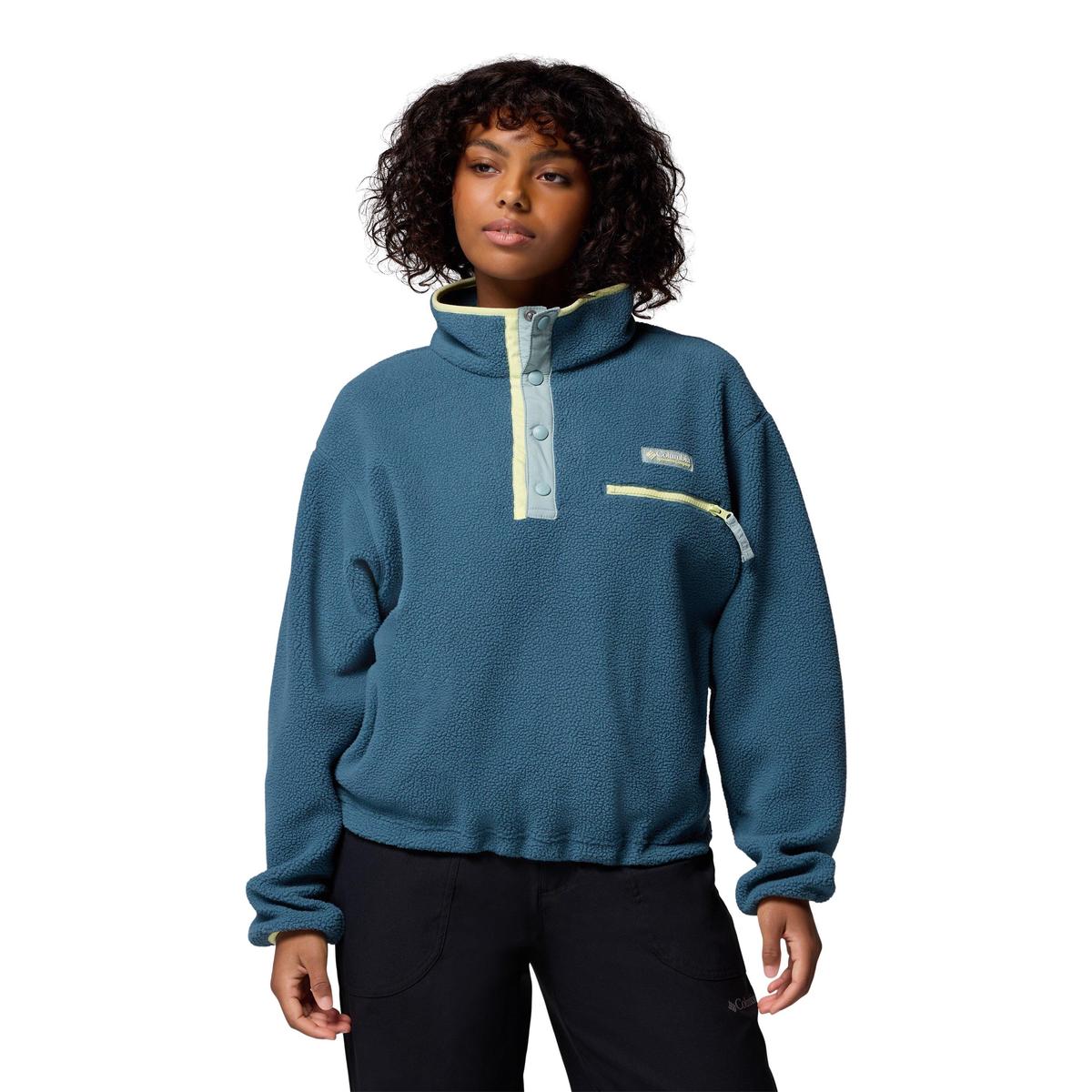 WomenS Helvetia Ii Cropped 12 Snap Fleece - Blue BlueL
