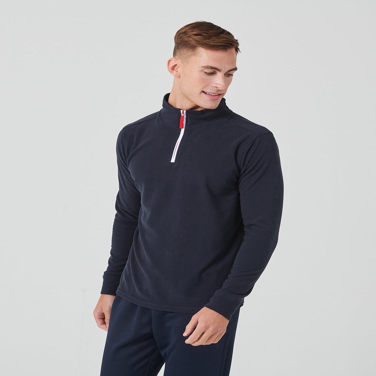 zip long sleeve fleece piped
