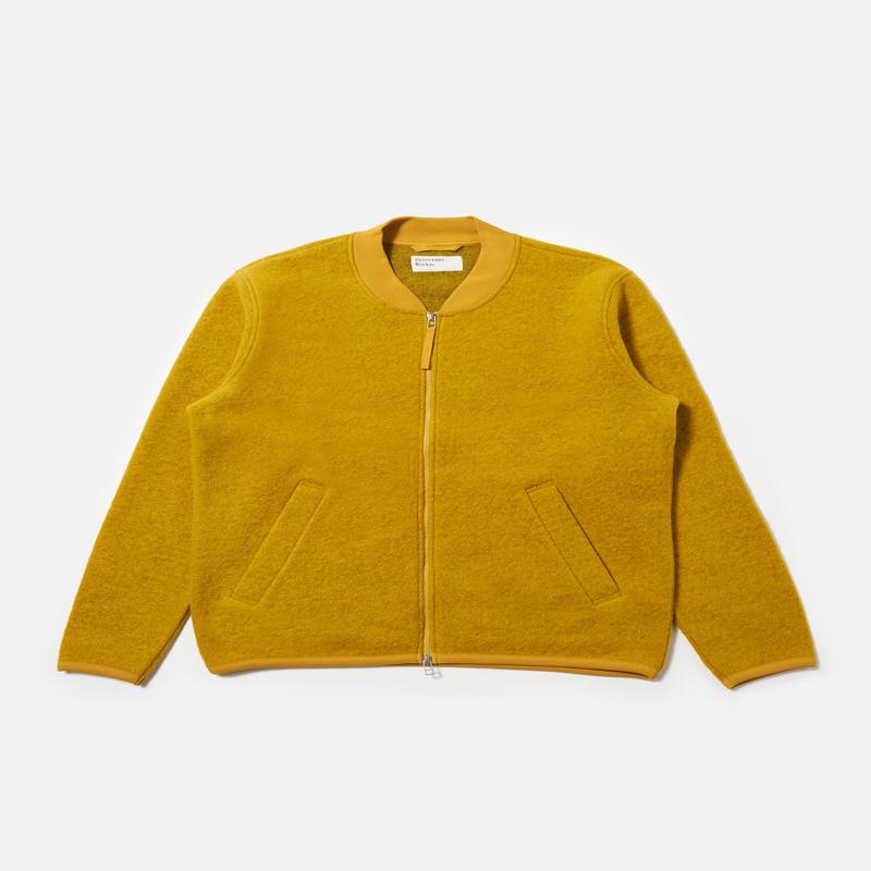 Yellow Wool Fleece Zip Bomber
