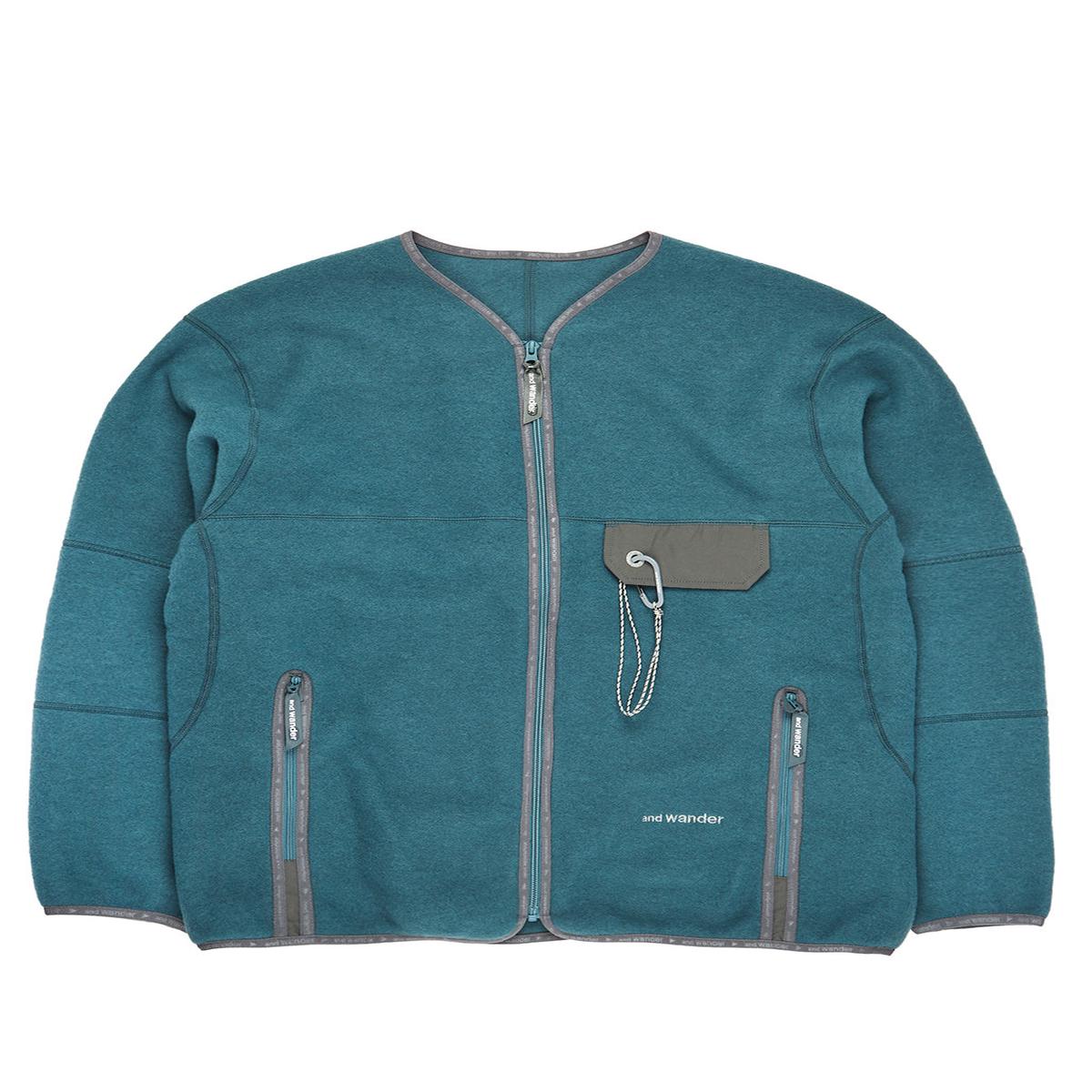 and wander Men's Wool Fleece Cardigan - Blue Grey
