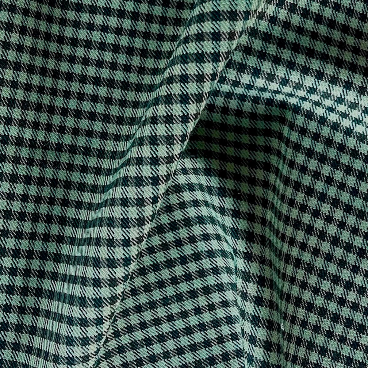 Mid-Weight Checked Spearment, Chocolate & Teal Stretch Wool Blend Twill (Made in Italy)