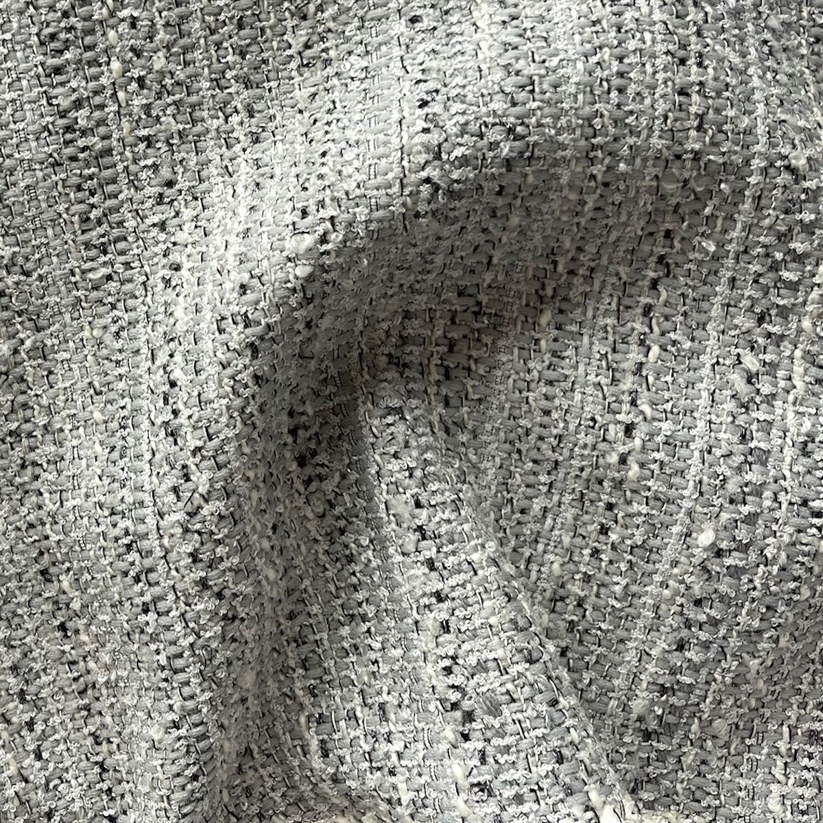 58" Panel - Celine Soft Shells & Fog Grey Cotton Blend Boucl (Made in Italy)
