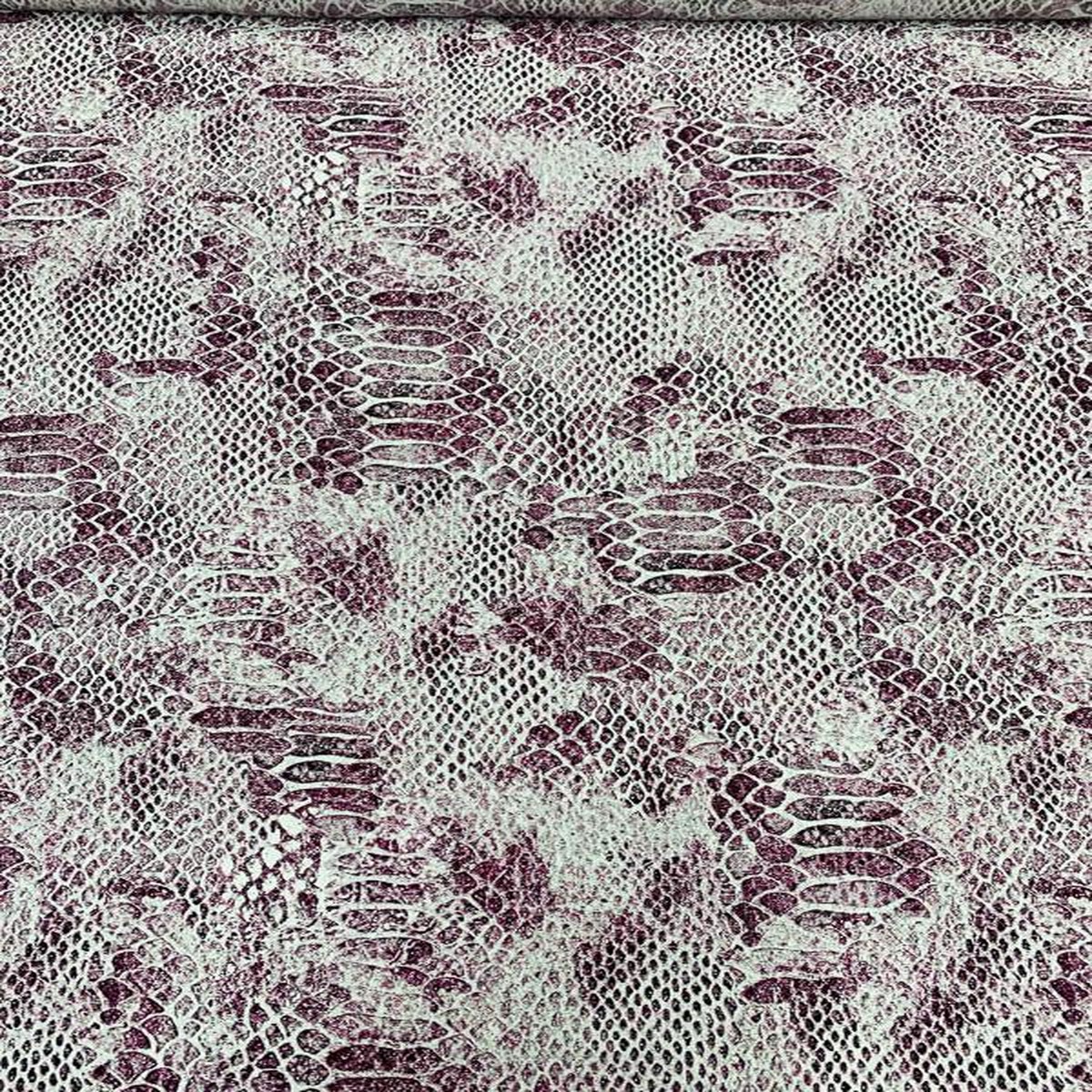 Reptile Pattern Matte-Side Printed Silk Charmeuse - Plum / White