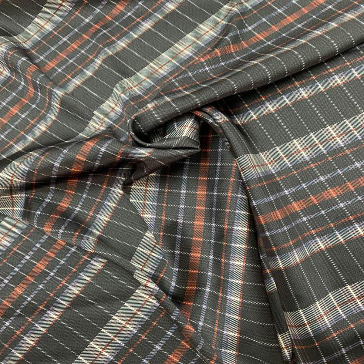 Diagonal Plaid Stretch Printed Silk Charmeuse - Dark Purple / White / Red