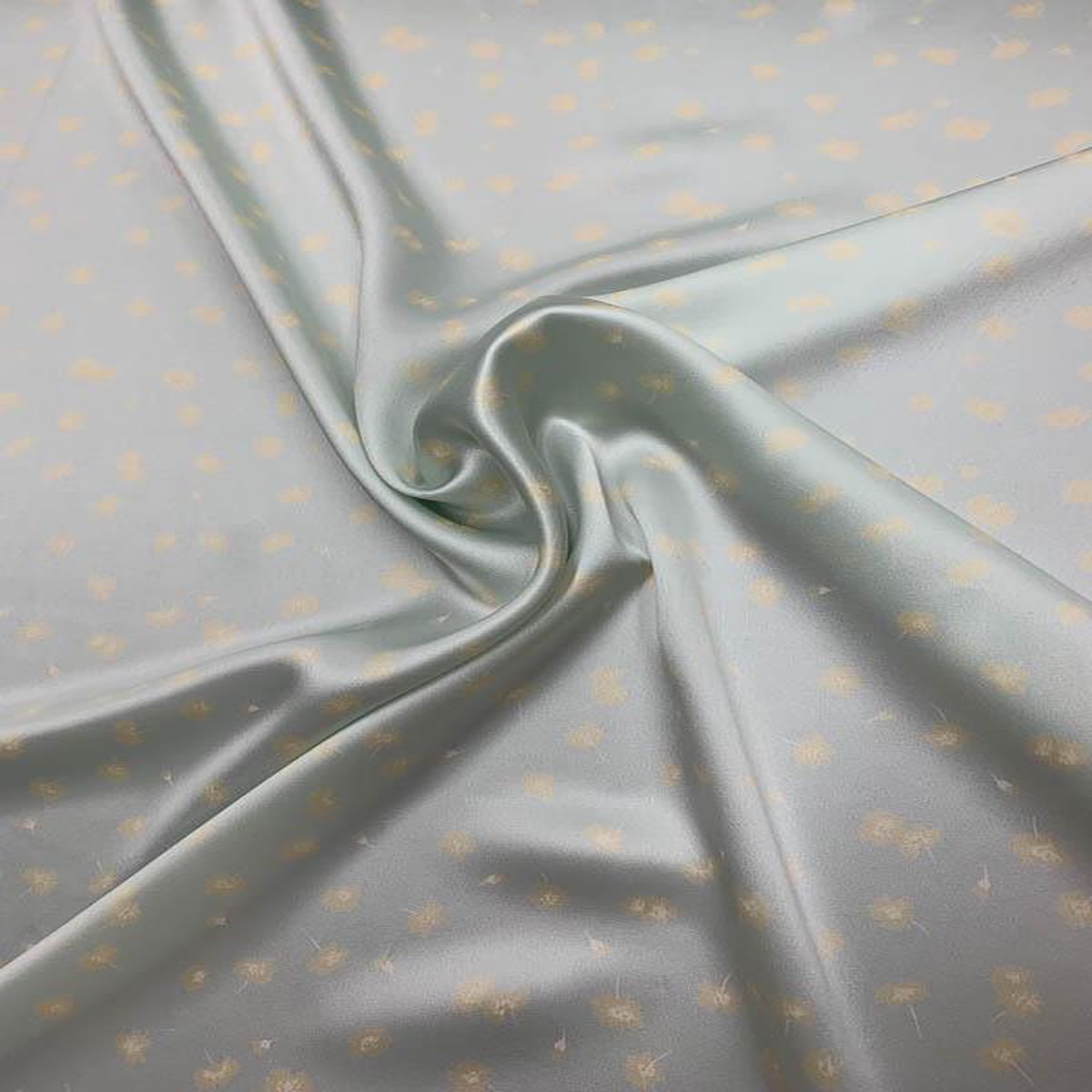 Dainty Floral Printed Silk Charmeuse - Mint / Pale Yellow