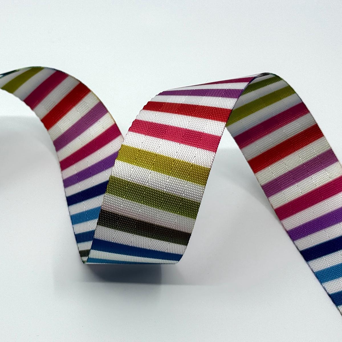 1.5" Printed Webbing - Rainbow Stripes (5 yard cut)