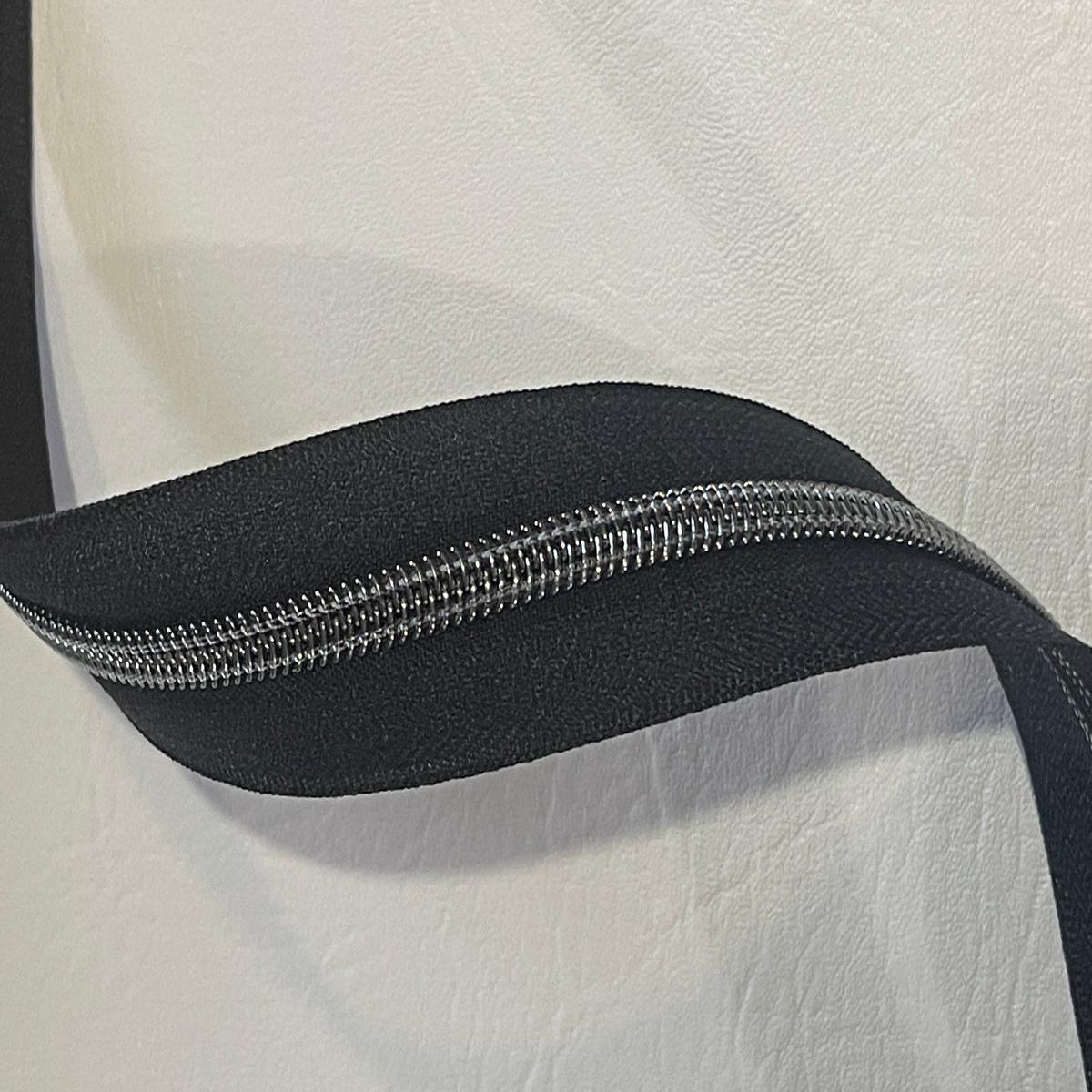#5 Zipper Tape - 3 yard cut - Black - Gunmetal