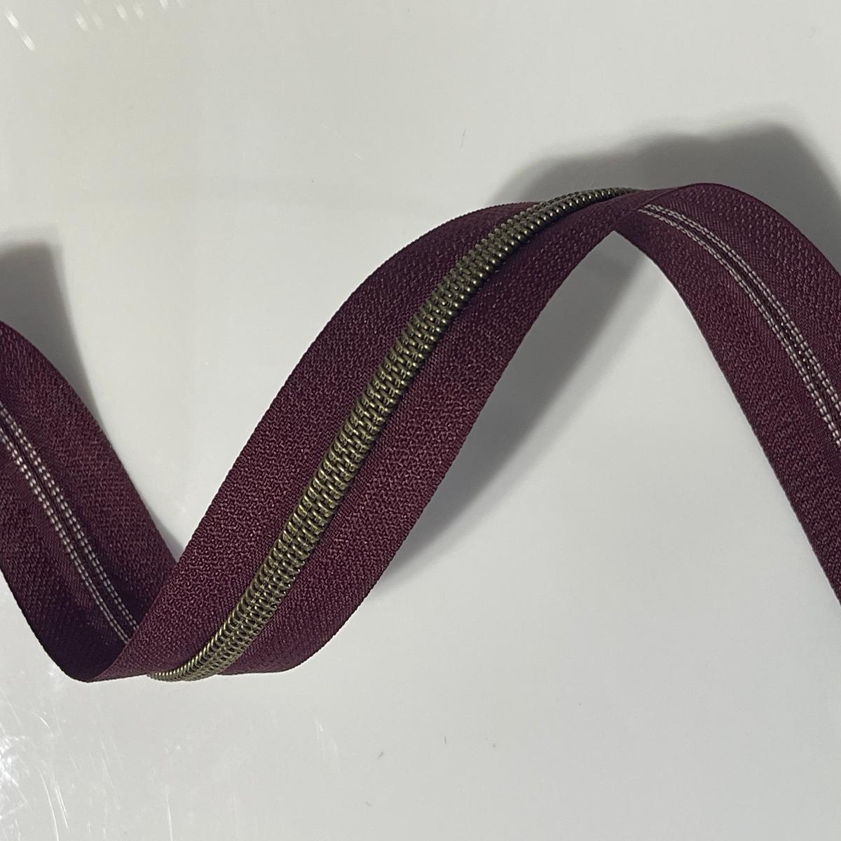 #5 Zipper Tape - 3 yard cut - Maroon 32 - Nickel