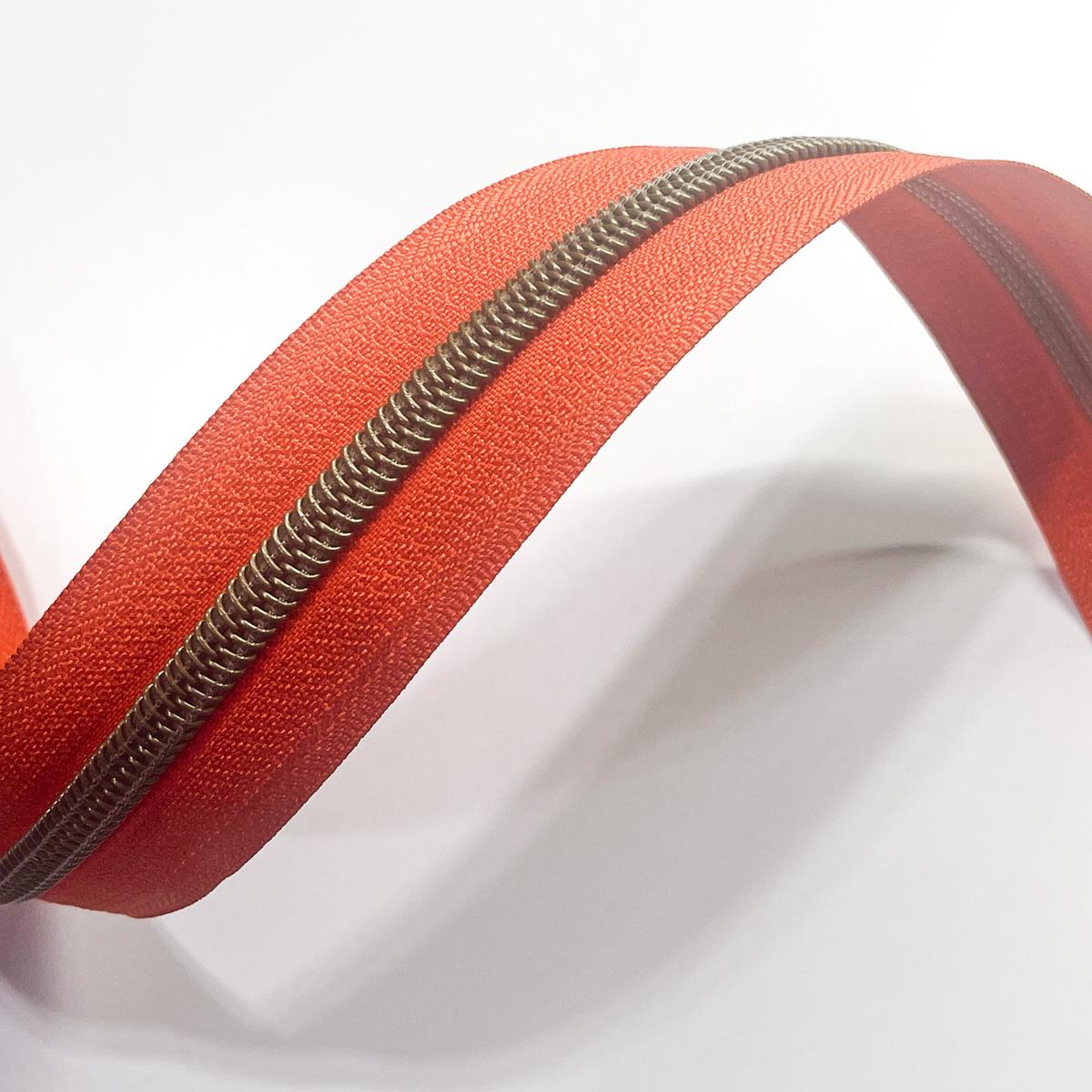 #5 Zipper Tape - 3 yard cut - Burnt Orange (formerly Carrot Cake) 696