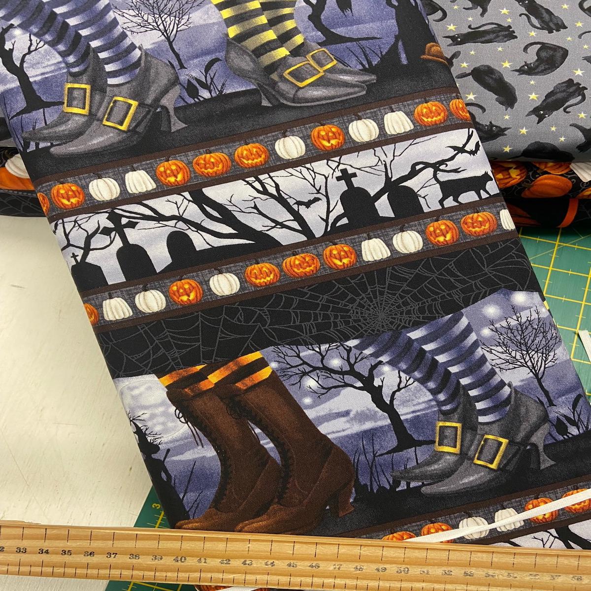 Grace Popp for Studio E Midnight Magic Witch Boot Strips Cotton Fabric by the 1/4 Metre*