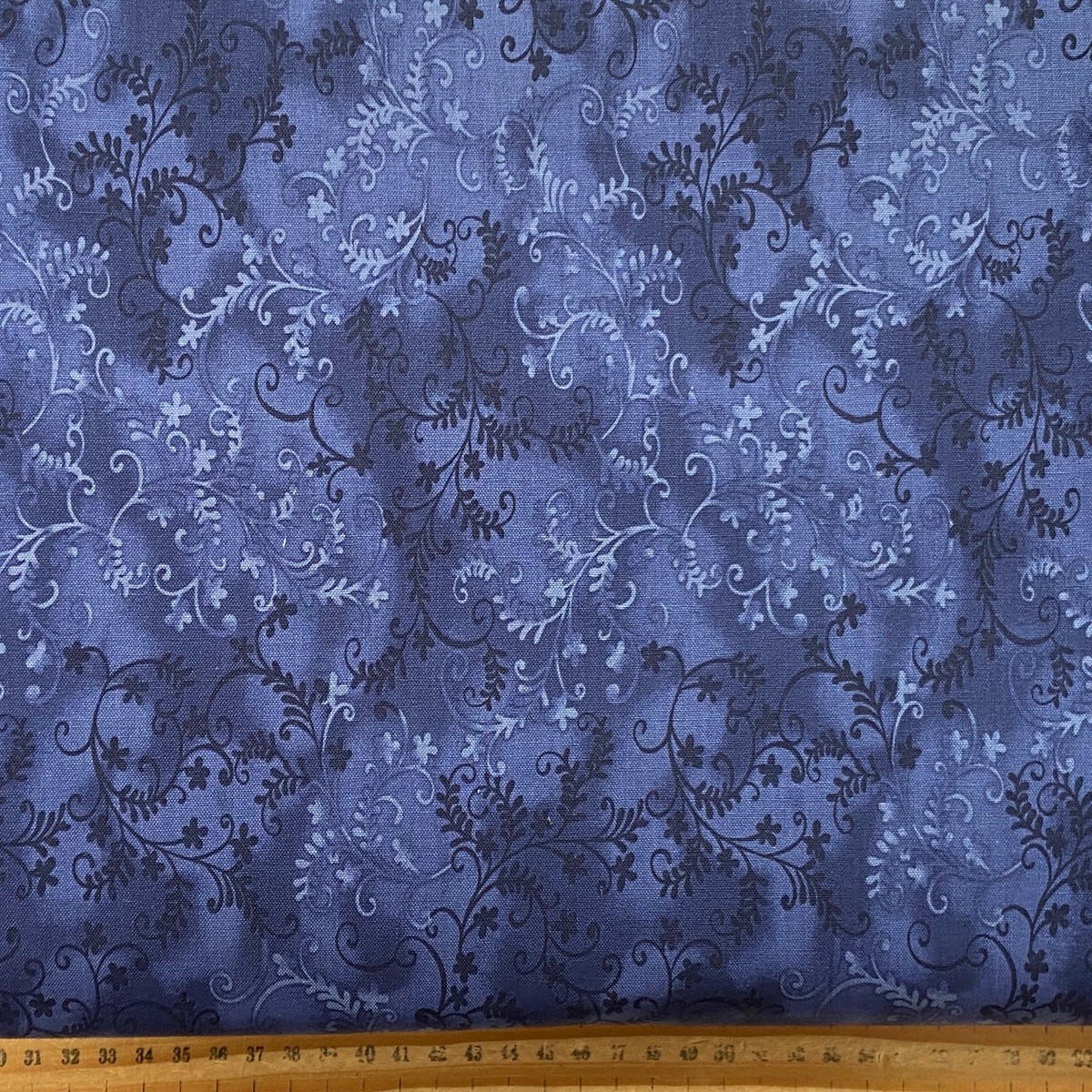 John Louden Mystic Vine Mixer Blender Indigo Dark Blue Fabric by the 1/4 Metre*