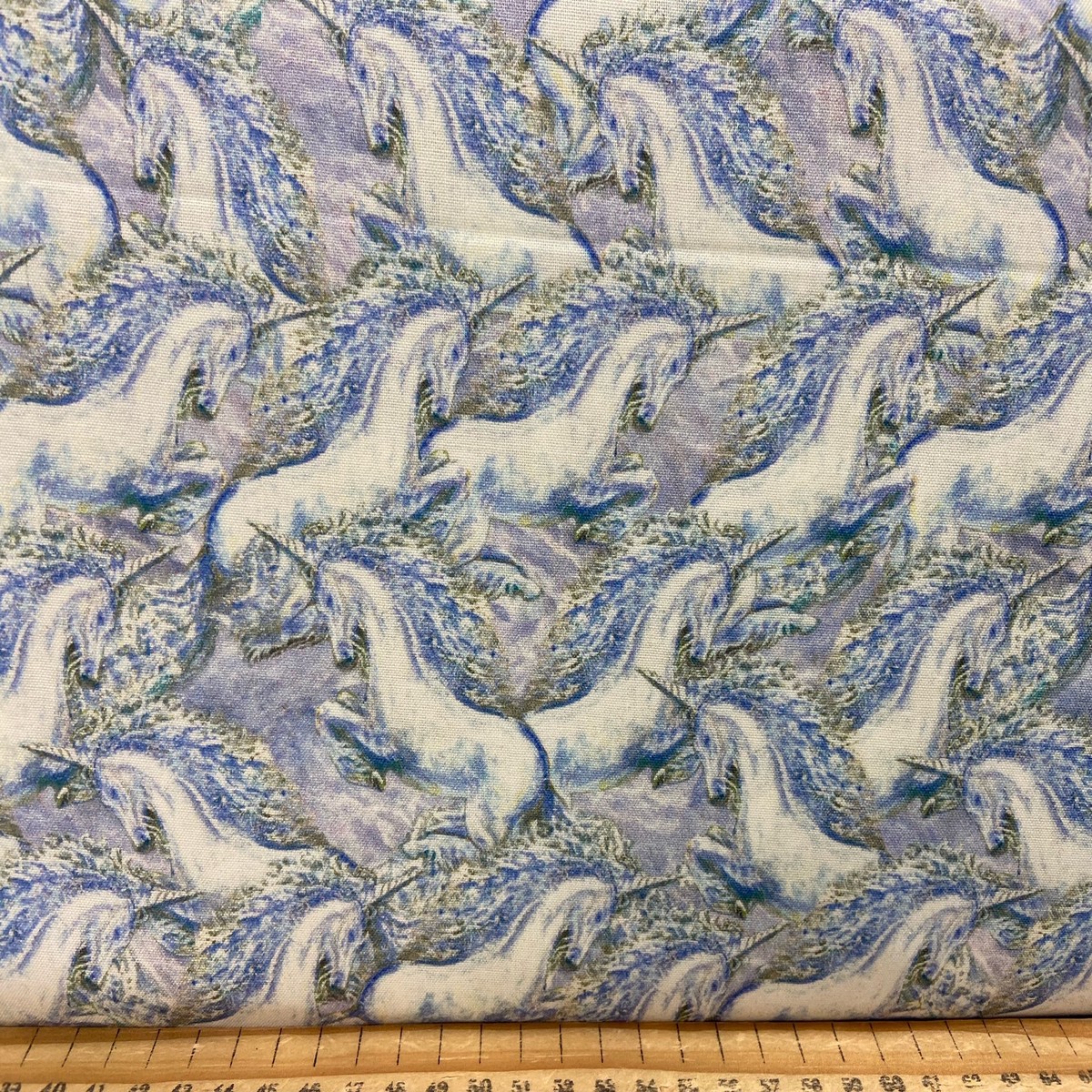 Josephine Wall for 3 Wishes World of Wonder Unicorn Lilac Cotton Fabric by 1/4 Metre*