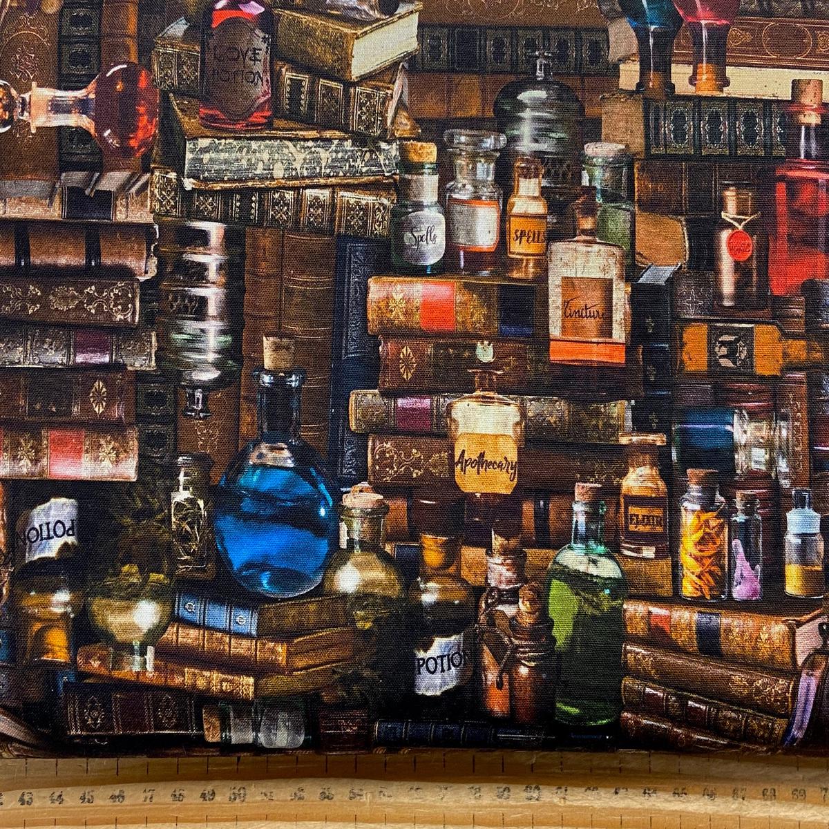 Timeless Treasures Library Books & Potions 2530 Cotton Fabric by 1/4 Metre*