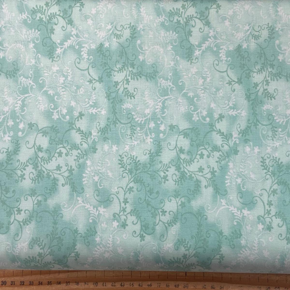 John Louden Mystic Vine Mixer Blender Mint Light Green Fabric by the 1/4 Metre*