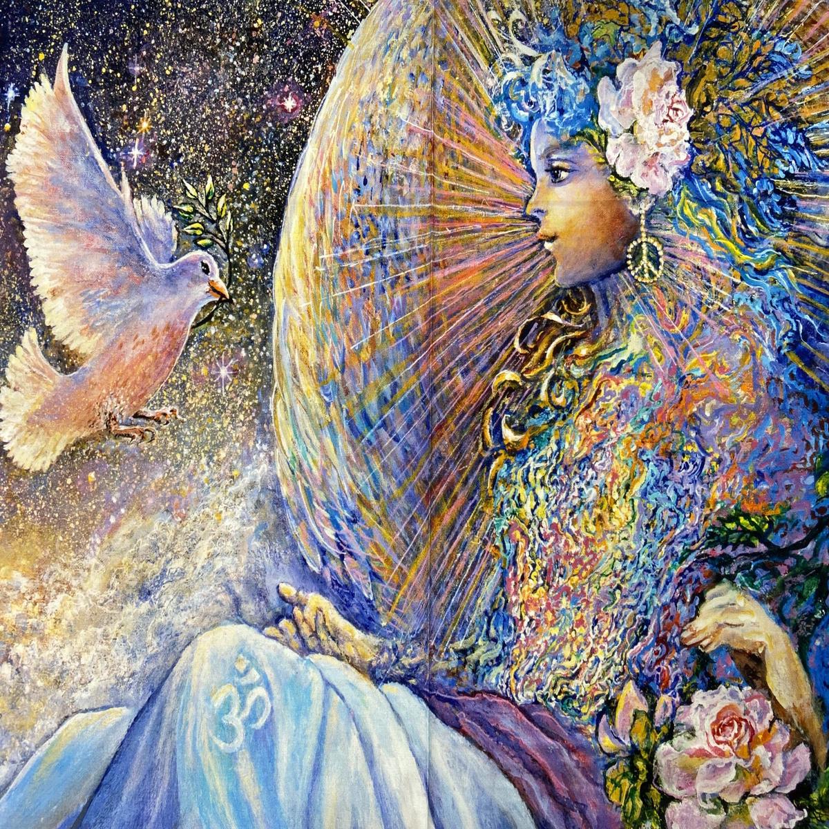 Josephine Wall for 3 Wishes Angel of Peace Large Cotton Fabric Panel