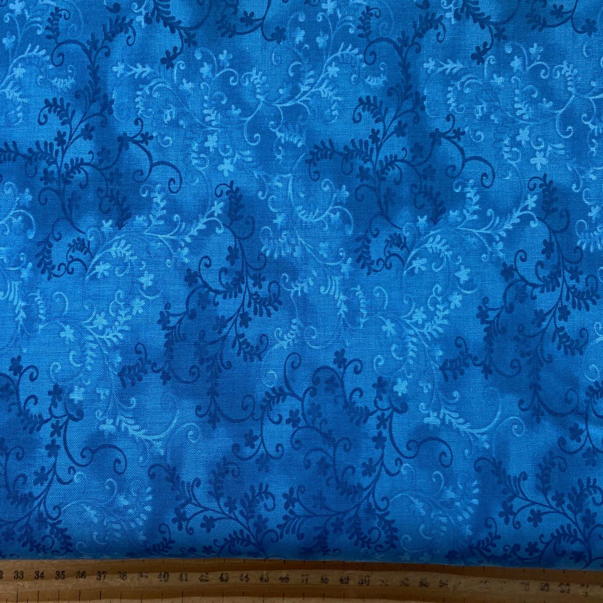 John Louden Mystic Vine Mixer Blender Marine Blue Fabric by the 1/4 Metre*