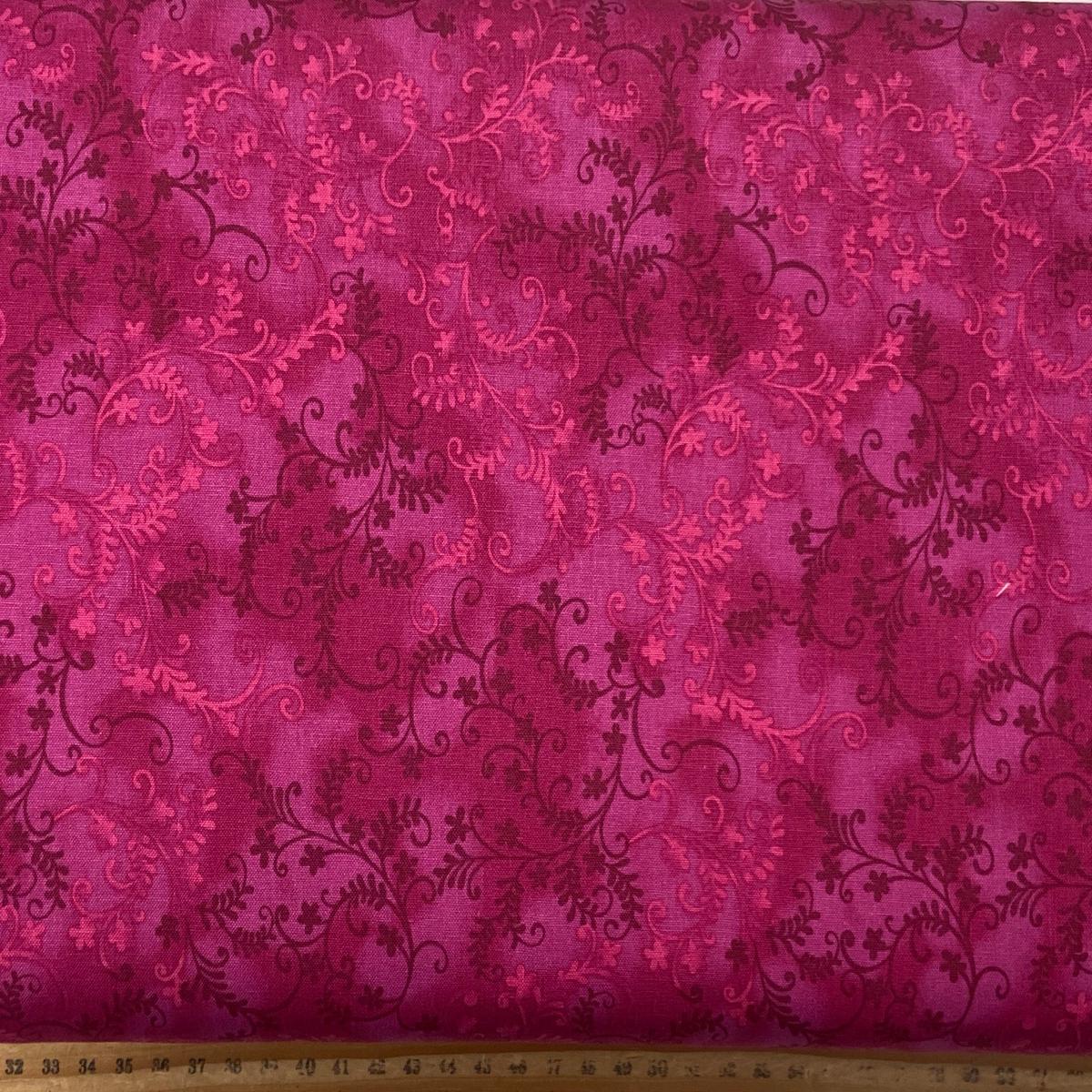 John Louden Mystic Vine Mixer Blender Wine Dark Pink Fabric by the 1/4 Metre*