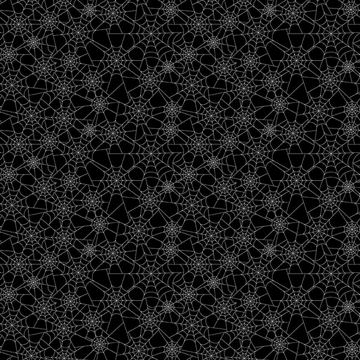 Fabric Riley Blake Black Spider Webs Glow in the Dark Seasonal Basics by the Quarter Yard GC771-BLACK