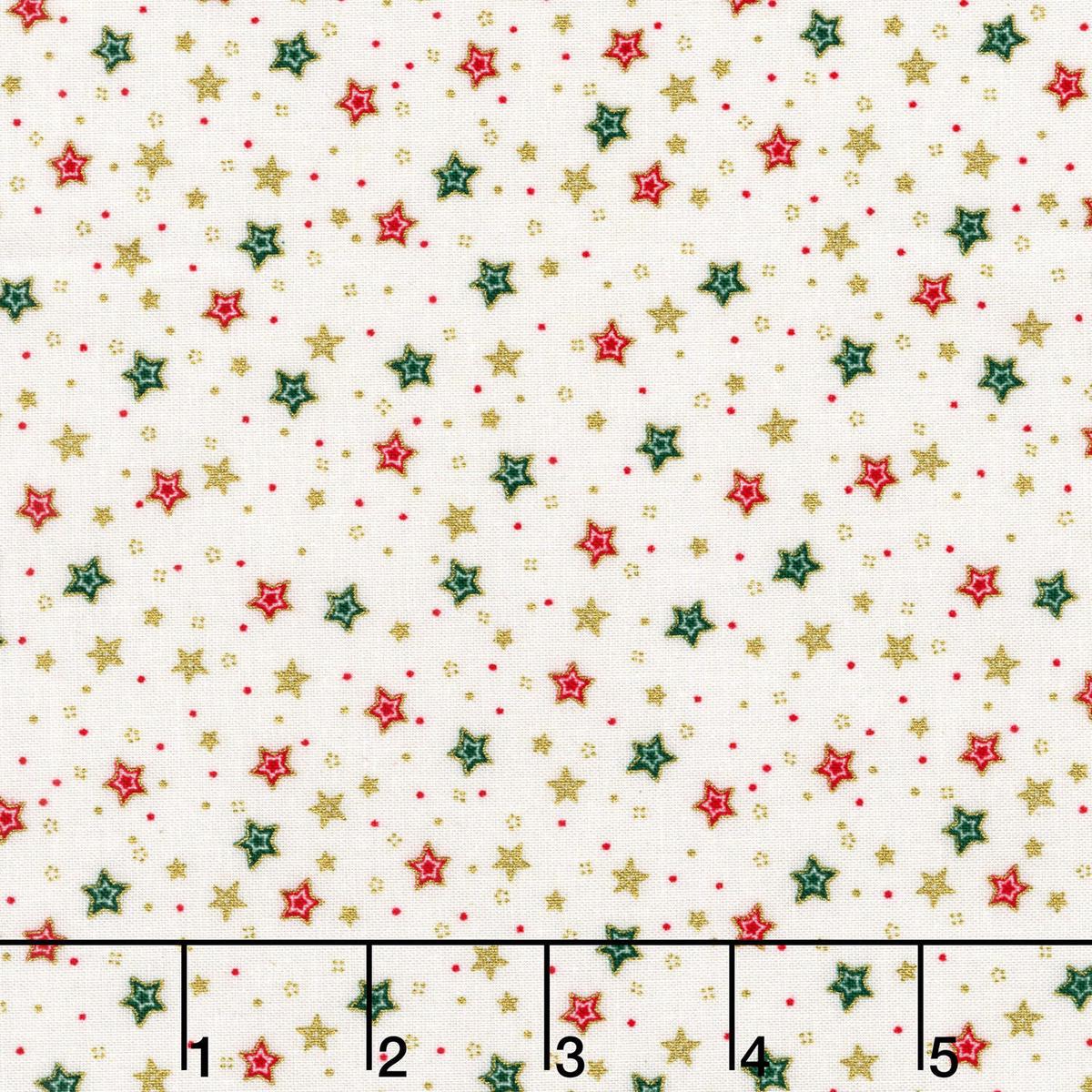 Jolly St Nick - Sparkle Cream Metallic Yardage