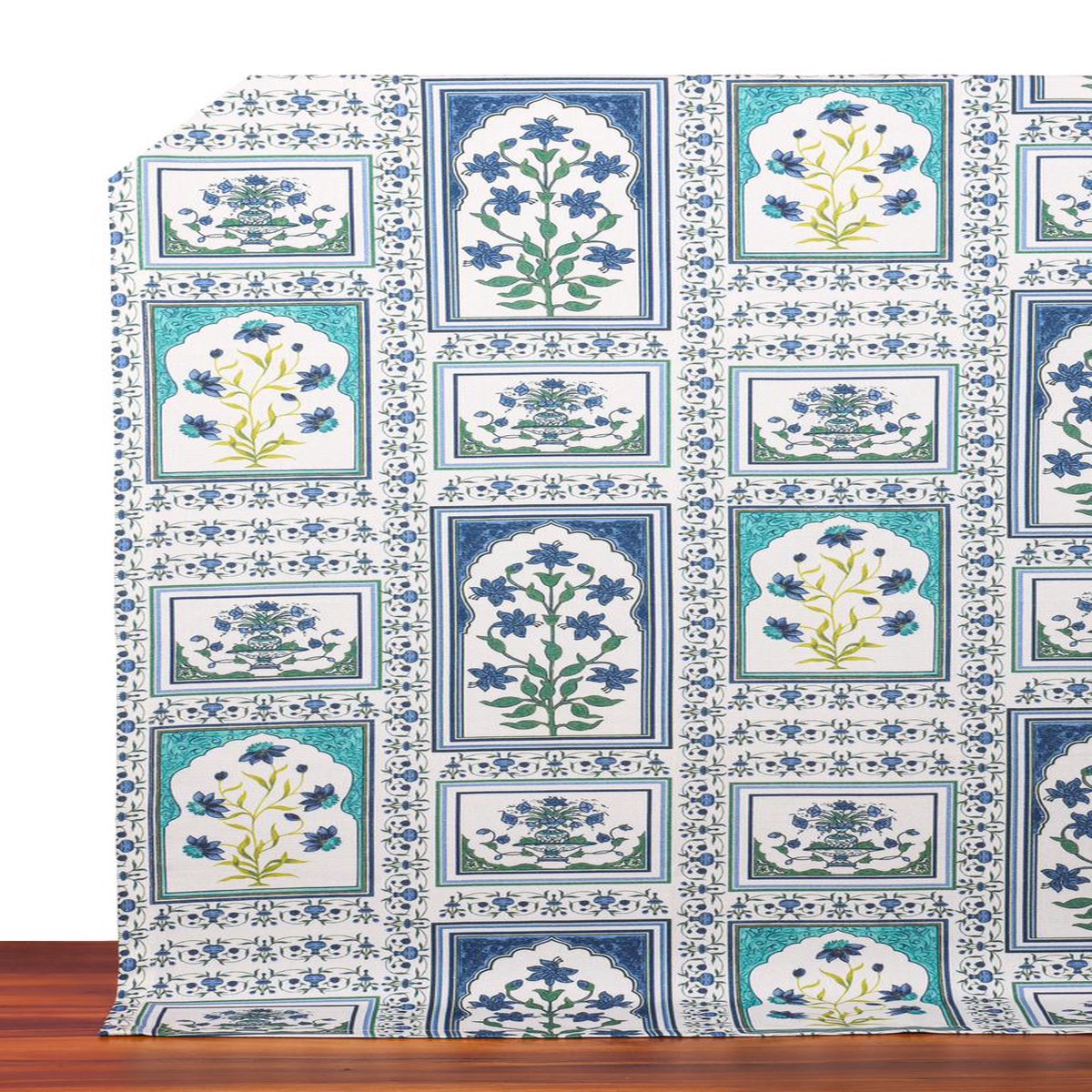 'Bugle Light' Fabric by the Metre (Blue/ Green)