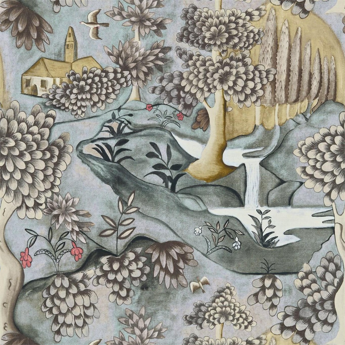 Zoffany Verdure Lead Blue Fabric