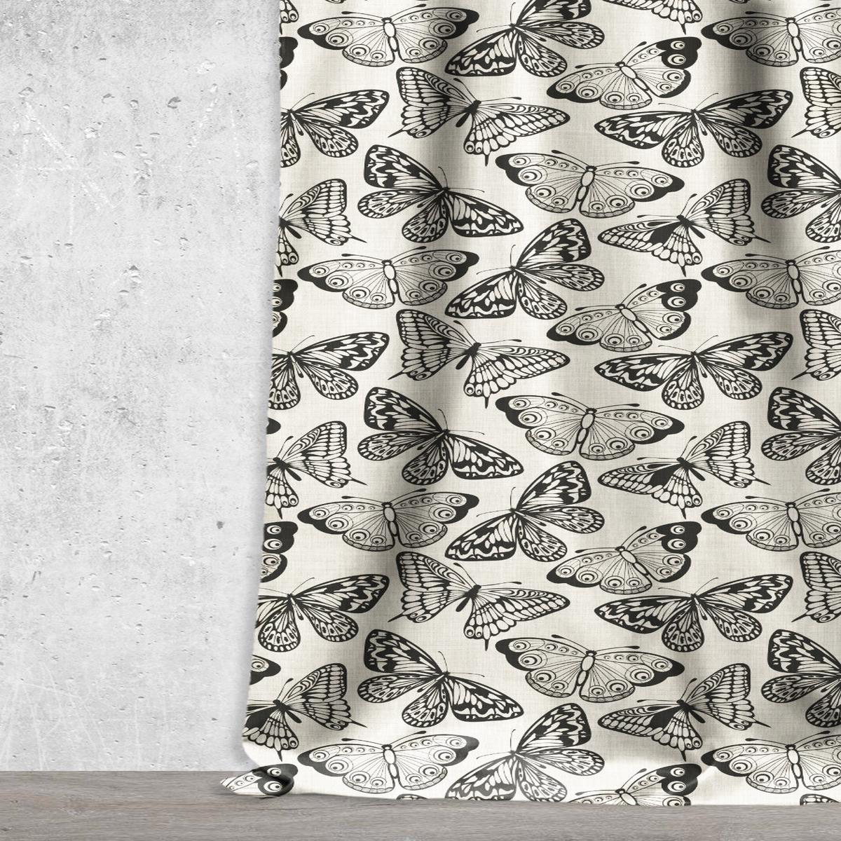 \New Bloom\ Fabric by the Metre (Black/ Milky White)