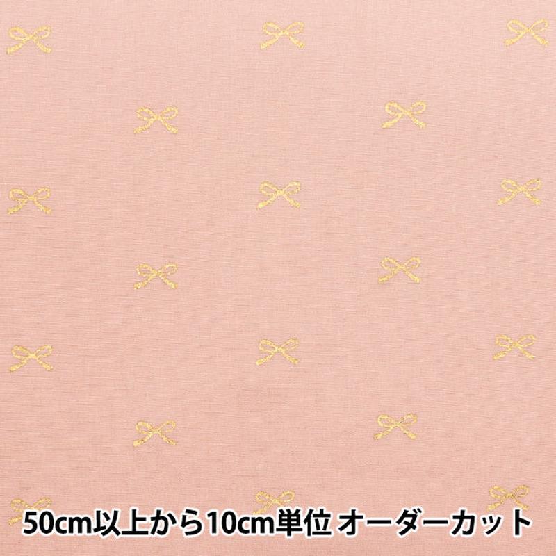 [Quantity starting from 5] Fabric "Broad" Ribbon Pink background x gold KTS7091-B" COTTON KOBAYASHI