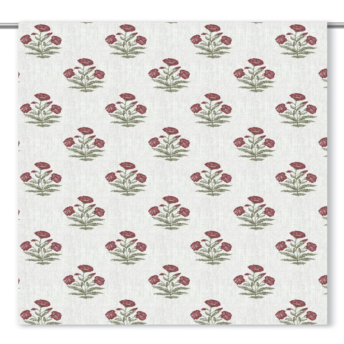 'Cherokee Brick' Fabric by the Yard (White/ Burgundy Red)