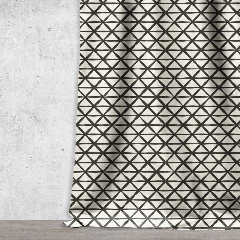 'Bypass Space' Fabric by the Metre (Black/ Ivory)
