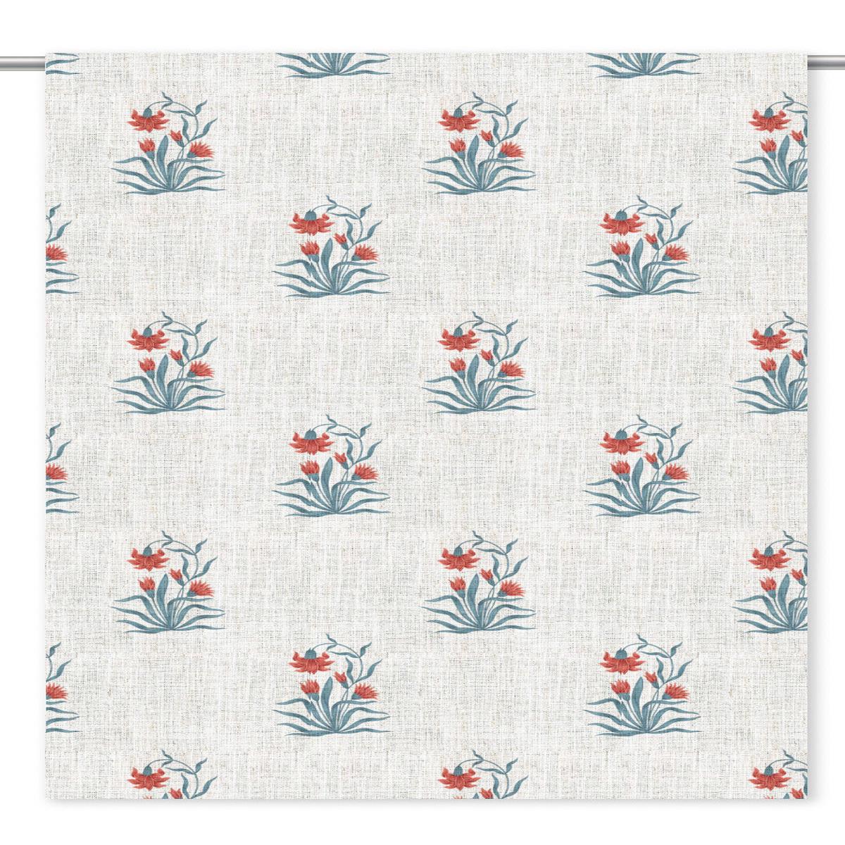 'Crimson Cove' Fabric by the Yard (Cream/ Brick Red/ Gray-Blue)