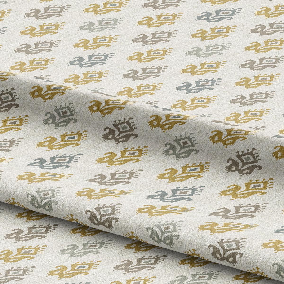 'Autumn Sea' Fabric by the Yard (Cream/ Mustard Yellow/ Blue-Gray)